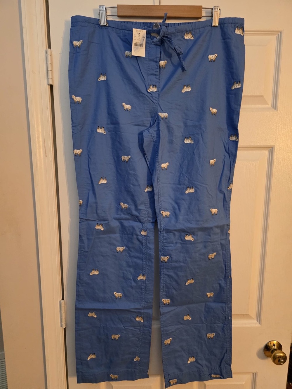 J. Crew Women’s Blue with Sheep Embroidered Print Lounge Pants. Tall L $29. NWT